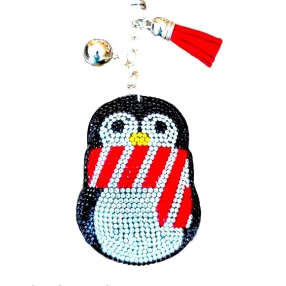 Crystal Penguin Keychains Purse Charm With Tassel - NEW OS - Picture 1 of 1